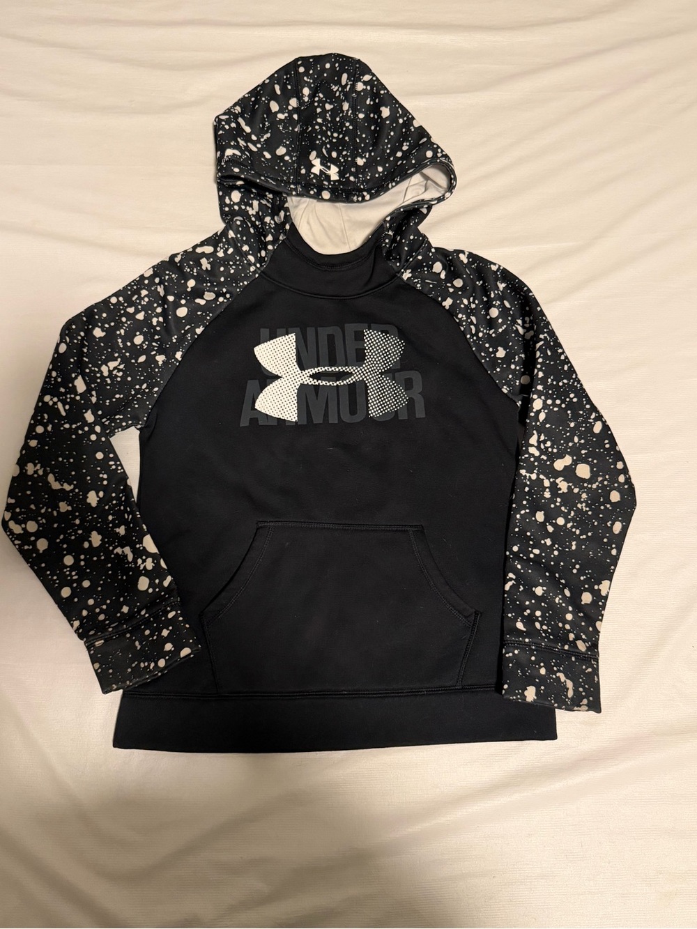 Under Armour Black and White Speckled Sleeve Crewneck Hoodie